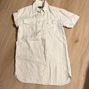 J Crew Cream Casual Button Down Shirt Dress